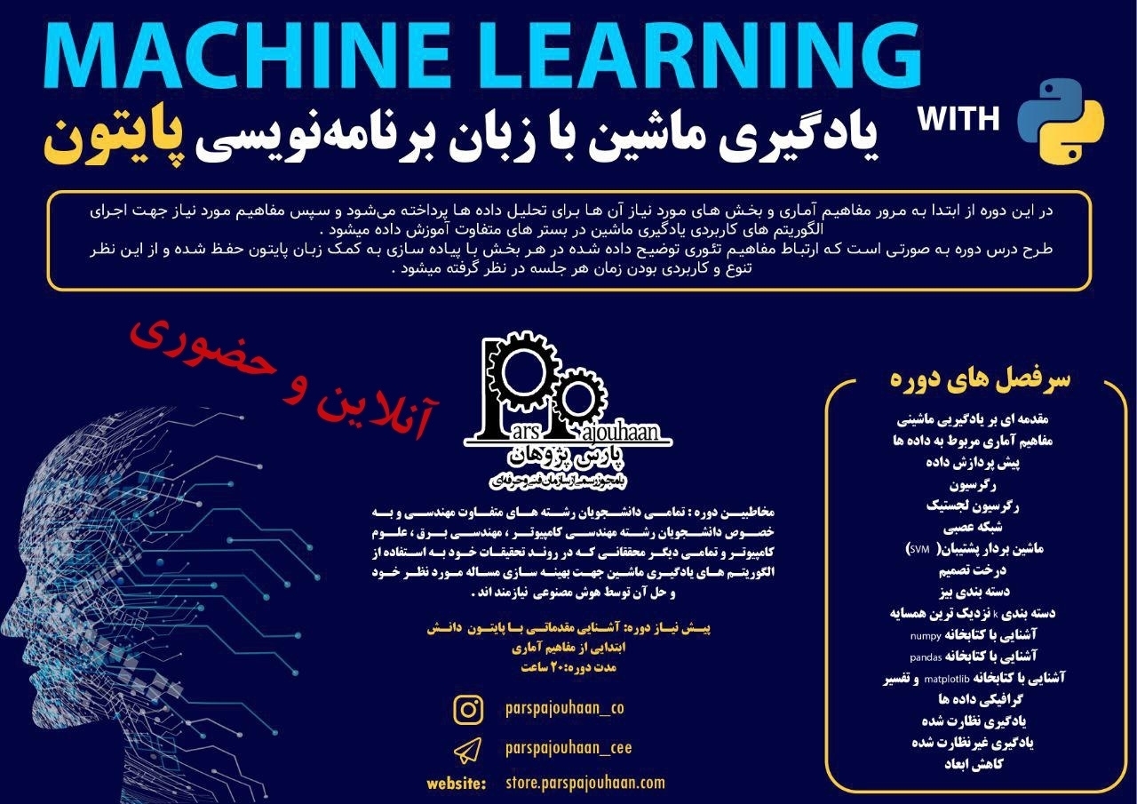 تصویر  آموزش دوره یادگیری ماشین با PYTHON (مهندسی پزشکی)